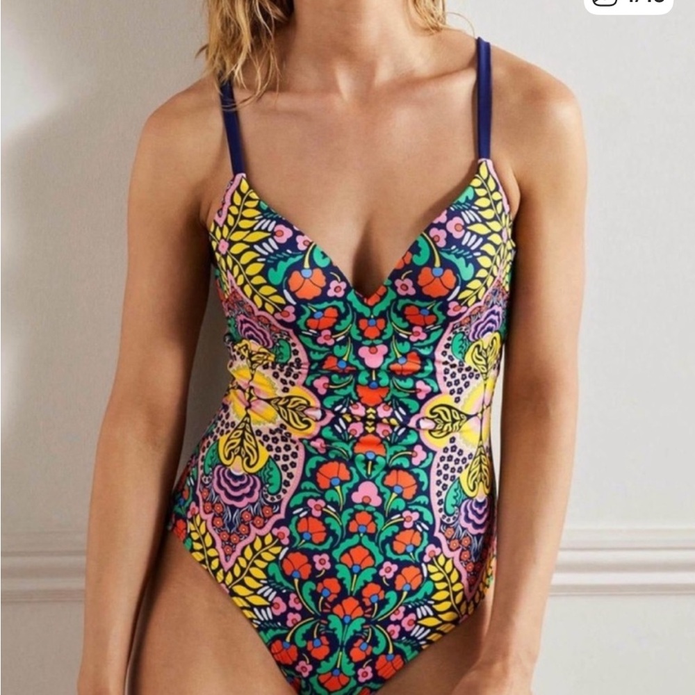 Boden Multicolor Floral One Piece Swimsuit